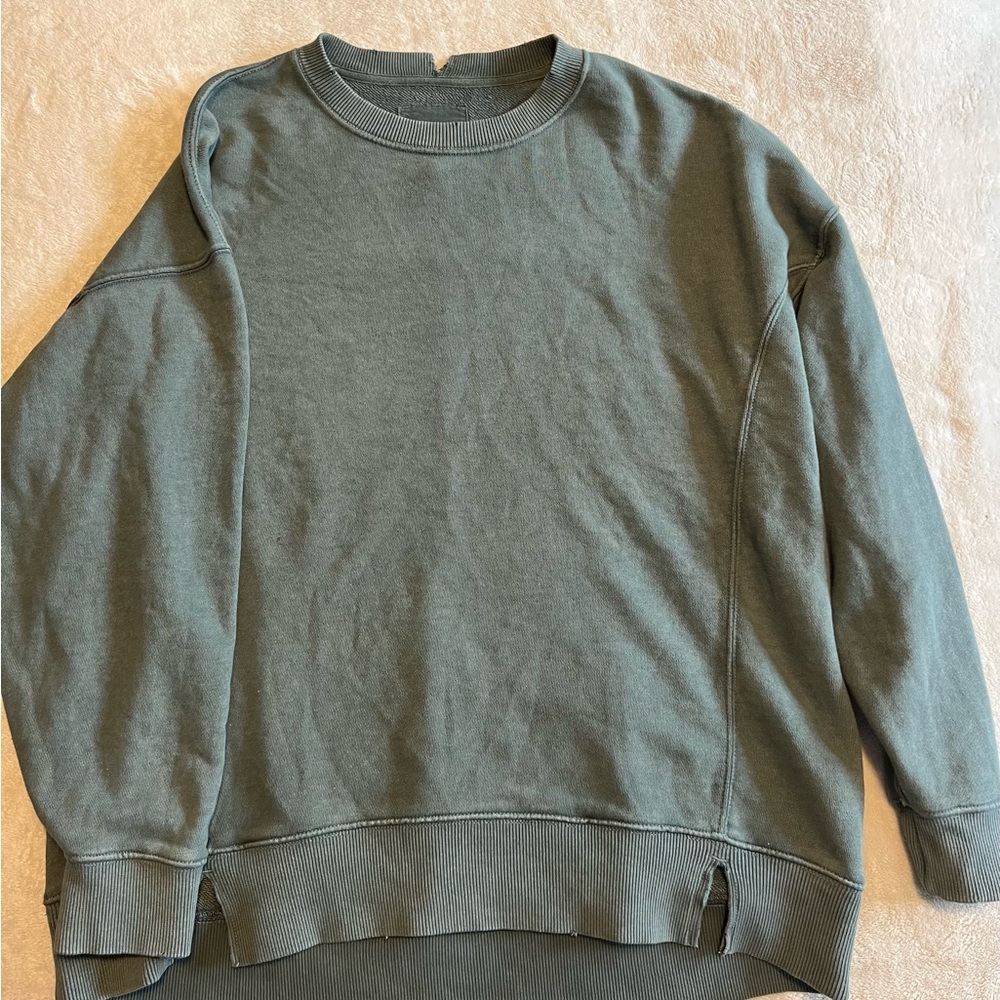 Aerie Green East West Crewneck